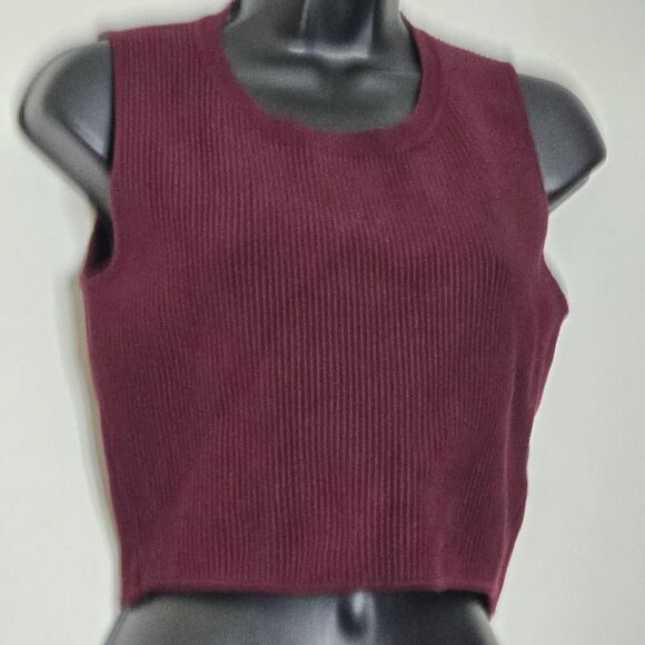 House Of Harlow 1960 Size Large Tank Top Maroon Thick Ribbed - Picture 2 of 5